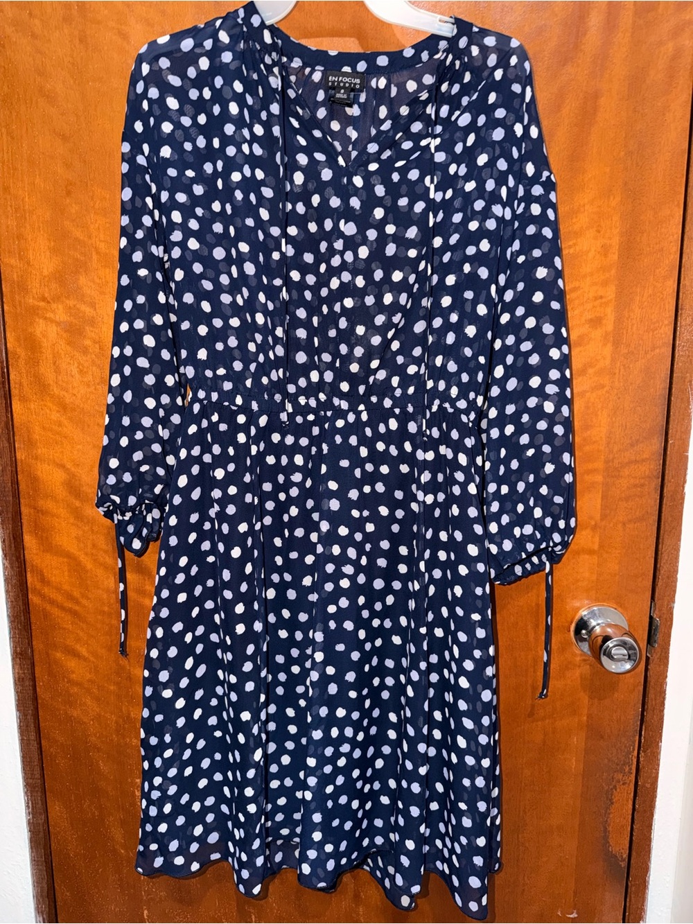 Enfocus Studio Navy and White Polka Dot Casual Women Dress